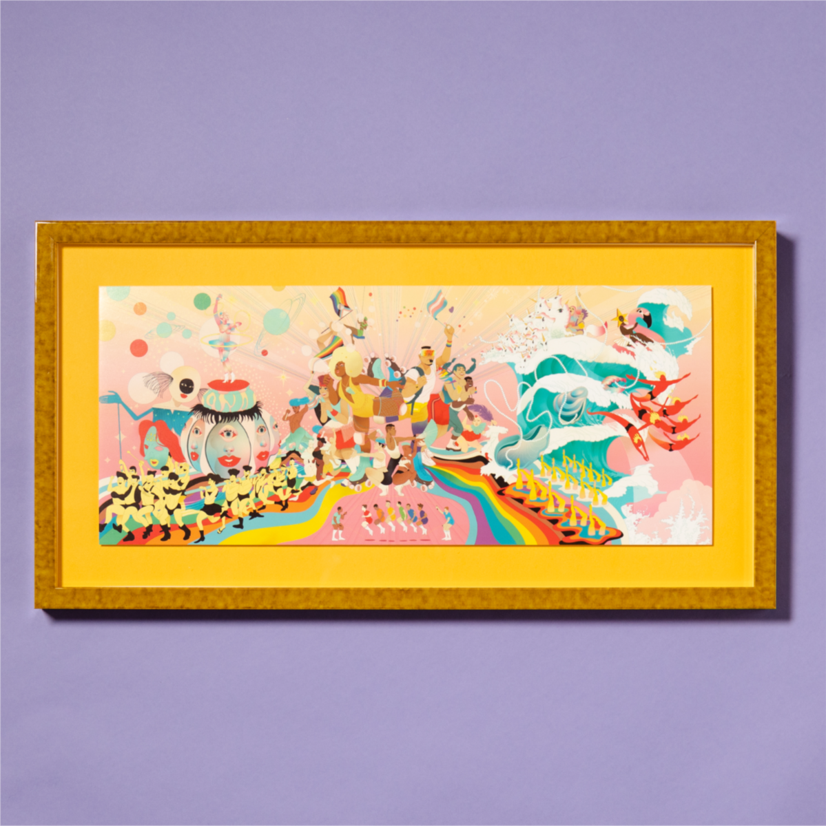 colorful art in yellow frame