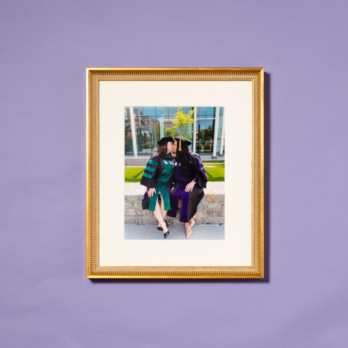 Graduation photo in antique gold frame